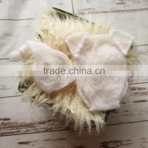Newborn Mohair Bonnet and Romper Set Baby Hooded Romper Photography Props Ruffle Mohair Hat Knit Pant Photo Props Onesie Sitter thumbnail-1