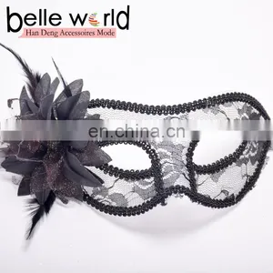 Fancy Dress Party Cloth Yarn Translucent Lace Brought Feather Flowers and a Half Face Eye Masks thumbnail-4