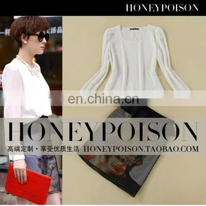 2014 Latest Style Long Sleeve Chiffon Printed Women Dress thumbnail-1