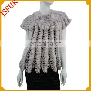 Fashion Women's Hand Crochet Vest With Fur Trim thumbnail-1