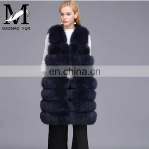 Ladies Wholesale Women Real Fox Fur Sleeveless Long Vest thumbnail-5