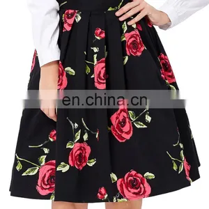 Grace Karin Women Pleated Vintage Cotton Floral Print Skirt CL6294-19 thumbnail-3
