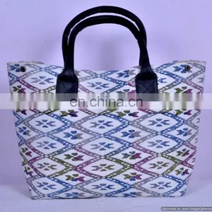 Indian Hand Block Printed Abstract Bag Hippie Ladies Bag Magnet Button Closure thumbnail-1