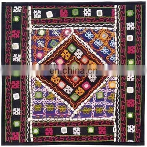 Sequins Patches Cushion Cover, Chikan Work Cushion Cover thumbnail-2