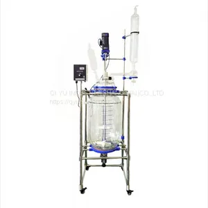 Adding Condenser Lab Double 100 Liter Jacketed Glass Reactor thumbnail-1