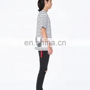 DiZNEW Design Your Own Oversize Mercerized Cotton Short Sleeve Striped t Shirt thumbnail-5