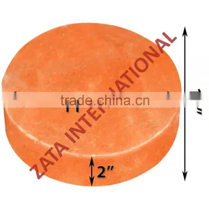 Himalayan Natural Round Rock Salt Tiles Plates Slabs Block Size 11 x 11 x 2 Inch for BBQ Barbecue Cooking Searing Serving thumbnail-1
