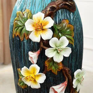 European Retro Hand Made Creative Soft Decor Green Ceramic Floor Vase For Office Hotel thumbnail-4