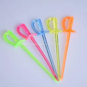 Disposable Grade Plastic Sword Shape Cocktail Picks Decoration Juice Beverages Cocktails Sticks thumbnail-1