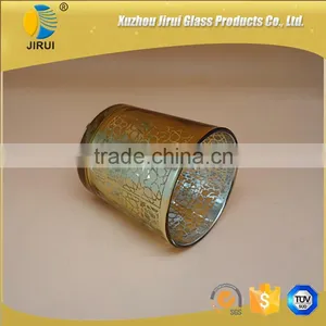 Gold Glass Candle Holder With Unique Pattern thumbnail-6