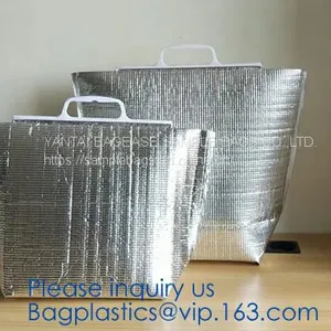 Insulated Thermal Non Woven Aluminum Foil Cooler Bag For Frozen Food,Reusable Insulated Aluminum Foil Thermal Lunch Cool thumbnail-1