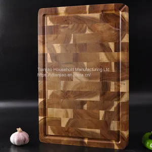 Custom Design Organic Butcher Square Kitchen Natural Cooking Boards Acacia Wood End Grain Chopping Wooden Cutting Board thumbnail-2