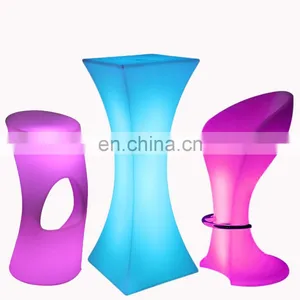 Wireless Illuminated Glowing Led Portable Led Light Bar Cocktail Tables and Chairs Bar Tables and Chairs for Events Club thumbnail-1