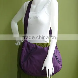 Custom Deep Plum Water Resistant Nylon Shoulder Bag Latest Fashion Washed Nylon Hobo Bag thumbnail-5
