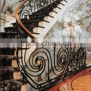 Modern Ornamental Elegant Wrought Iron Stair Handrail thumbnail-1