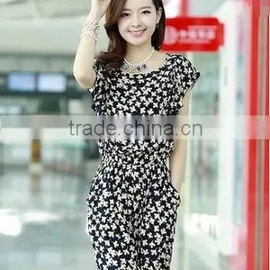 Show Thin Printed Chiffon Jumpsuits Summer Clothes Pants Female Leisure Trousers thumbnail-5