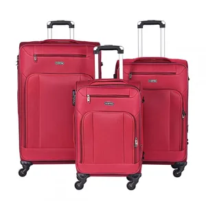 Brown 20 24 28 Inch Polyester Fabric Rolling Trolley Bags Set Cloth Suitcase Luggage Spinner Wheel China Pengteng Factory thumbnail-3