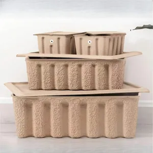 Recyclable Molded Pulp Storage Box With Heavy Duty Stackable Eco-friendly Water Resistant thumbnail-2