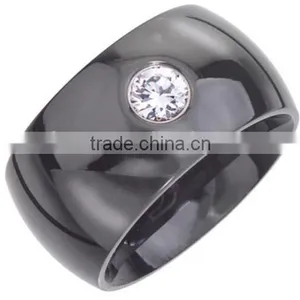 Black or White Ceramic Colored Cubic Zirconia Fashion Band thumbnail-1