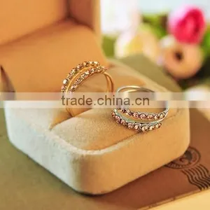 Top Selling Rhinestone Double Band Wedding Finger Ring thumbnail-1