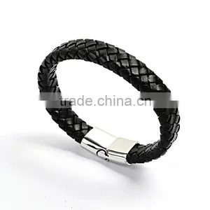 Stainless Steel Jewelry Bangles Bracelets Genuine Leather Skull Bracelet Mens Bracelets thumbnail-4