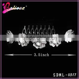 Diamond Flower Silver Metal Hair Comb Wedding Hair Jewelry Magic Hair Comb thumbnail-3