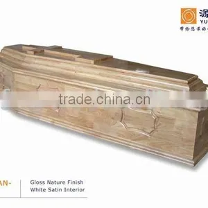 CHRISTIAN Solid Oak Wood Coffin With Gloss Nature Finish thumbnail-1