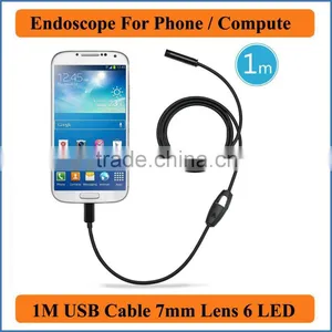 Waterproof USB Endoscope for Mobile Phone and Compute PC Laptop 7mm Lens 1M USB Cable Focus Camera 6 LED thumbnail-1