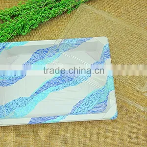 OPS Plastic Disposable Embossing Sushi Box Container Tray With Clear Lid thumbnail-2