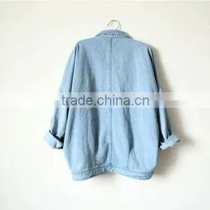 2014 New European and American Women's Long Sleeve Varsity Jacket Denim Shirt Women Denim Coat,hot! thumbnail-6