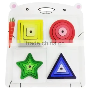 Gradient Assembly Game Set Jigsaw Green Wood Children Preshchool Educational Shape Size Color thumbnail-3