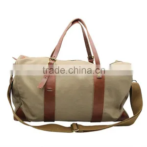 Luggage Duffle Bag Leather Vintage Military Canvas Travel Bags thumbnail-4