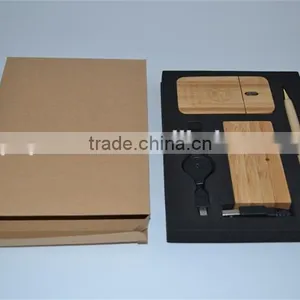 Bamboo Mouse USB 2.0 Hub Travel Gift Set for Computer thumbnail-4