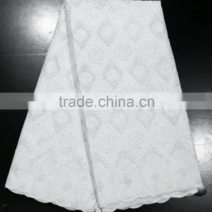 White Bridal Embroidered Tulle Lace Fabric/big Lace Fabric With Rhinestones for Wedding Party thumbnail-1