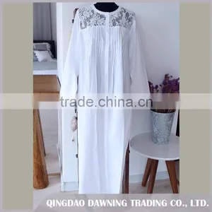 Fashionable White Cotton Dressing Gown Nightgown thumbnail-1