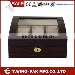 Wholesale Velvet Wooden Watch Box&case, China Made, for 6 Watches, Luxury Look, Window thumbnail-1