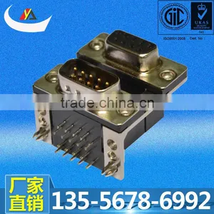 Professional Manufacturer of Dual Port D-sub 9p Female to 9p Male Right Angle Dip Connector thumbnail-1