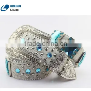 Cowboy Crystal Full Grain Horse Hide Leather Belt With Hair thumbnail-3