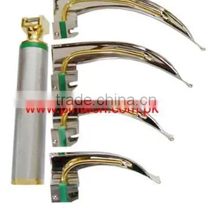 Medical DIagnsotic Laryngoscope Gold Plated Handle and Blades thumbnail-1