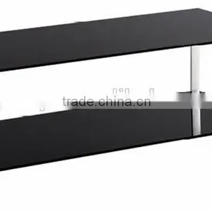 Black Duoble Layers Glass Tea Table With Stainless Frame thumbnail-2