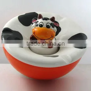 Hand-painting Animal Cartoon Ceramic Ashtray - Cow thumbnail-1