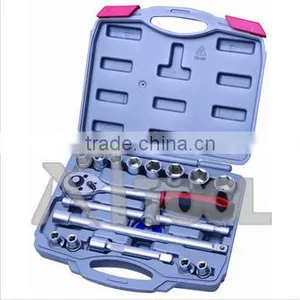 17pc Chrome Vanadium Socket Wrench Tool Set thumbnail-1