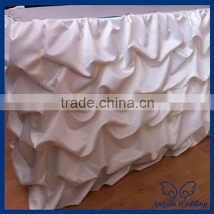 SK002F Hot Sale Popular Polyester Taffeta Banquet Ruffled Gathered Table Skirts thumbnail-1