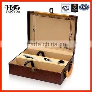 Luxury Custom PU Leather Wine Box Wooden Box With Hot Stamping thumbnail-2