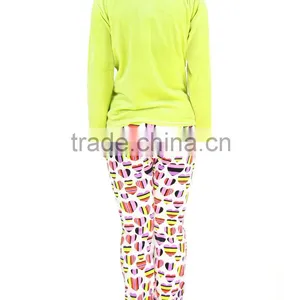 Kevince Velour Pyjama Set Pant Green Reactive Print Knitting Woman MOQ 1000sets OEM Factory Directly thumbnail-4