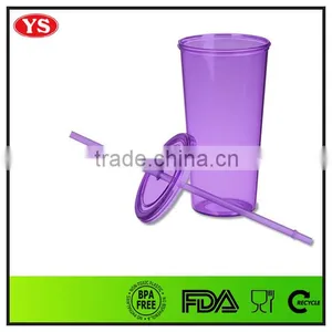 24oz Bpa Free Single Wall Plastic Reusable Cup With Straw thumbnail-2