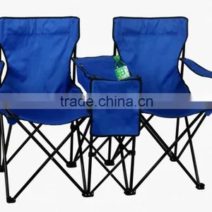 Folding Double Camping Chair With Umbrella and Cooler Table thumbnail-4