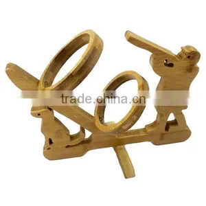 WR024/100% Bamboo Material Hot Sale Huntsman Shaped Folding Bamboo Wine Rack thumbnail-3