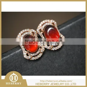 Elegant Ladies Garnet Crystal Earring Orange Color Gemstone thumbnail-2