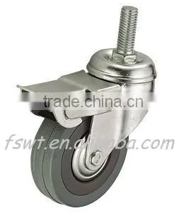 Industrial Gray PVC Stem Brake Caster thumbnail-2